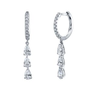 Anita Ko Huggies with Three Diamond Pear Drops at Meridian Jewelers