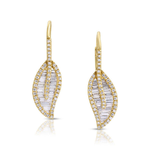 Anita Ko Leaf Drop Earrings with Pave Diamond Stem at Meridian Jewelers