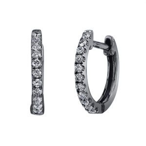 Anita Ko Small White Diamond Huggies in Black Gold at Meridian Jewelers