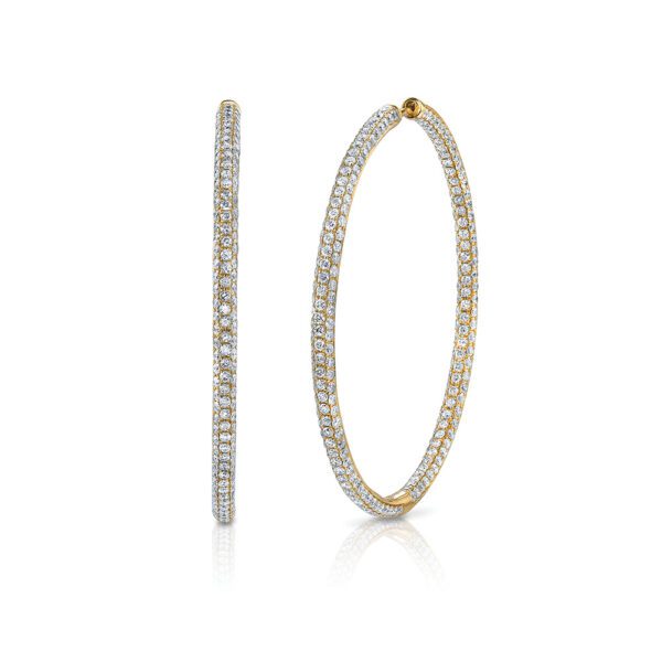Anita Ko Three Row Diamond Large Hoop Earrings at Meridian Jewelers