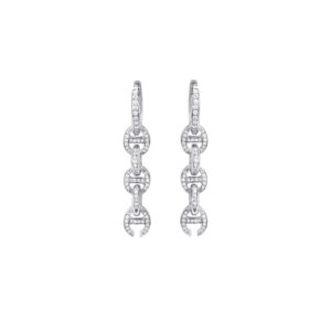 Hoorsenbuhs 18K White Gold 5 Link Pave Diamond Drop Earrings at Meridian Jewelers