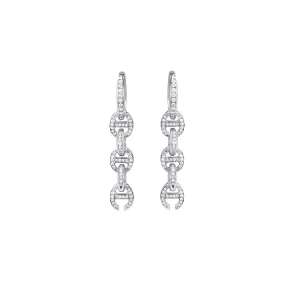 Hoorsenbuhs 18K White Gold 5 Link Pave Diamond Drop Earrings at Meridian Jewelers