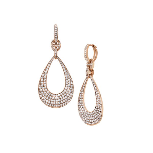 Hoorsenbuhs 18K Rose Gold Pave Diamond Drop Earrings - Image 2