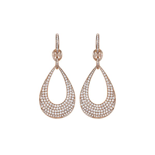 oorsenbuhs 18K Rose Gold Pave Diamond Drop Earrings at Meridian Jewelers