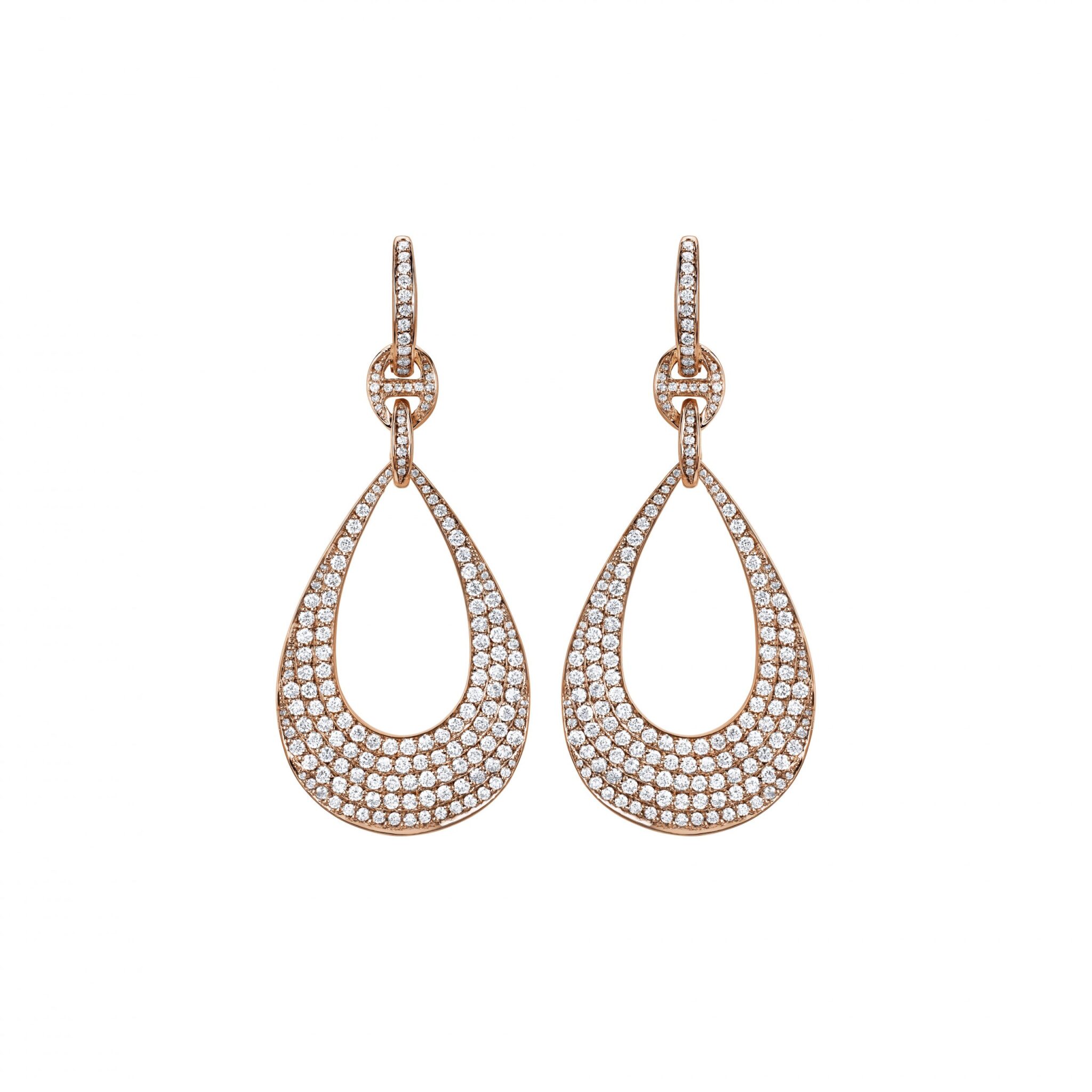 oorsenbuhs 18K Rose Gold Pave Diamond Drop Earrings at Meridian Jewelers