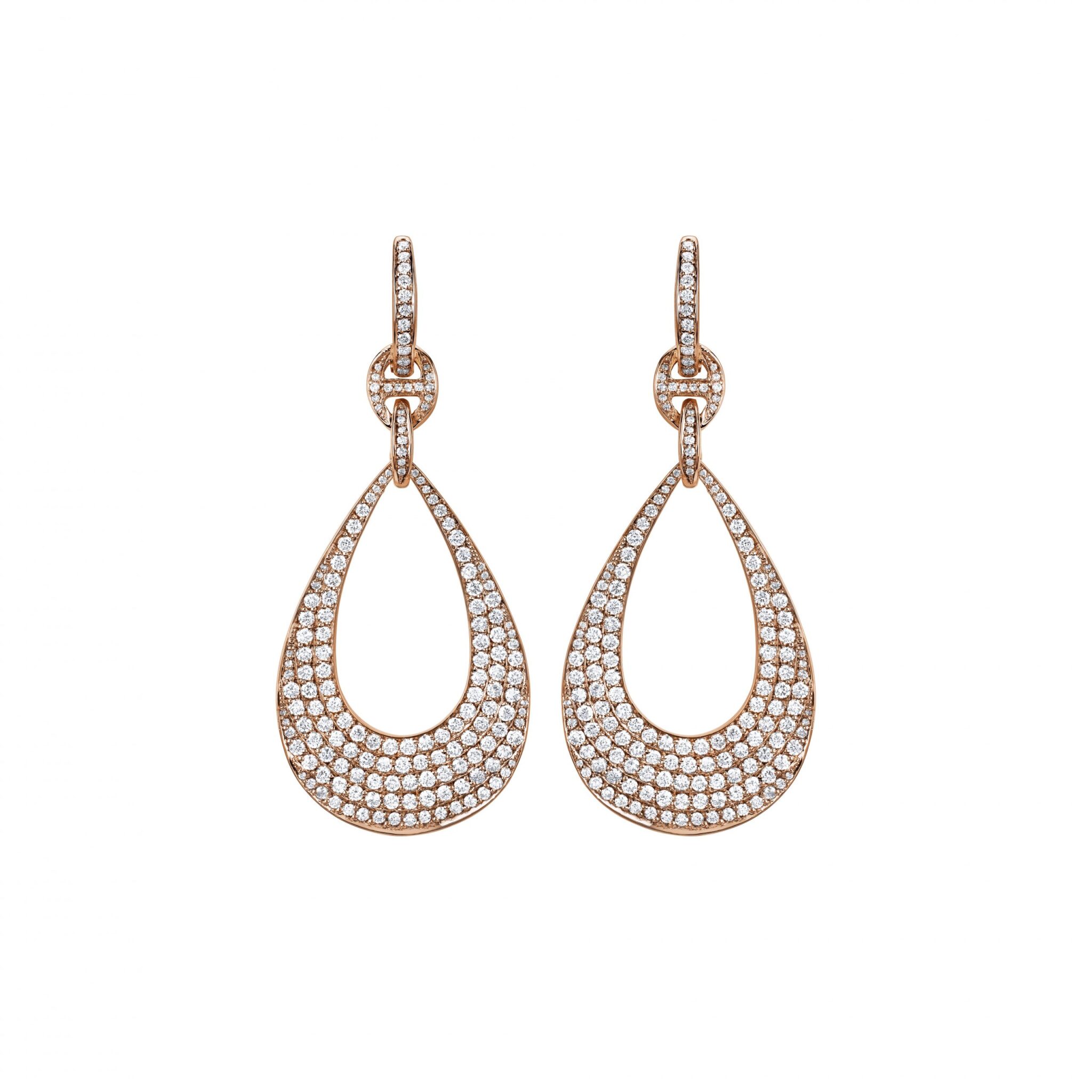 oorsenbuhs 18K Rose Gold Pave Diamond Drop Earrings at Meridian Jewelers