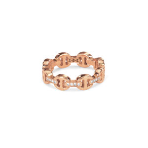 Hoorsenbuhs Classic 18K Rose Gold Dame Tri-Link Diamond Ring at Meridian Jewelers