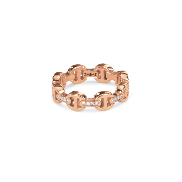 Hoorsenbuhs Classic 18K Rose Gold Dame Tri-Link Diamond Ring at Meridian Jewelers
