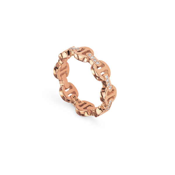 Hoorsenbuhs Stackable 18K Rose Gold Dame Tri-Link Diamond Ring - Image 2