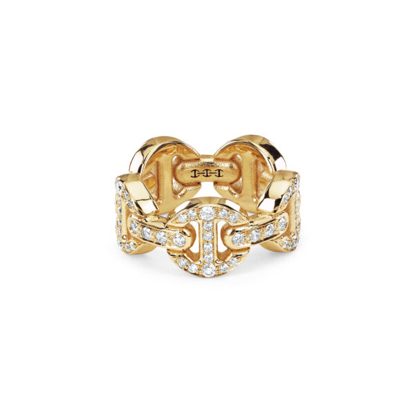 Hoorsenbuhs 18K Yellow Gold Dame Classic Tri-Link Diamond Ring at Meridian Jewelers