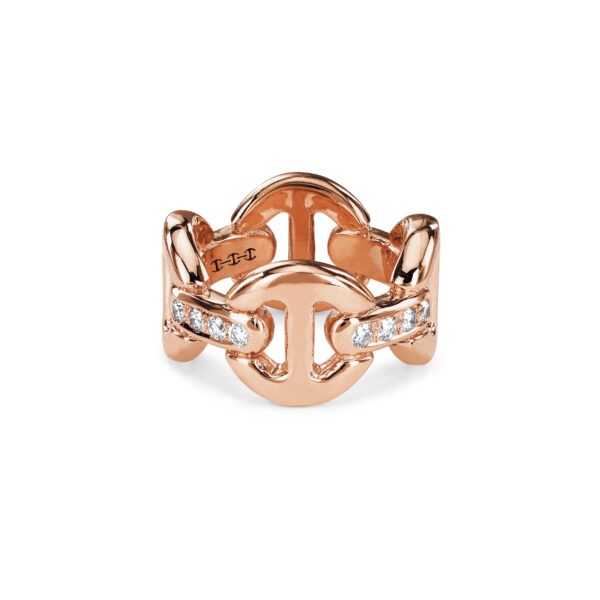 Hoorsenbuhs 18K Rose Gold Quad Link Diamond Bridge Ring at Meridian Jewelers