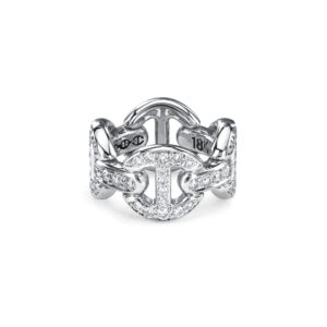 18K White Gold Quad Link Antiquated Diamond Ring at Meridian Jewelers
