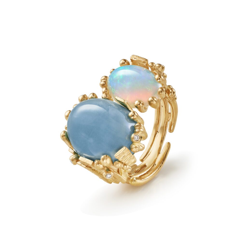 Ole Lynggaard Aquamarine Boho Double Ring at Meridian Jewelers