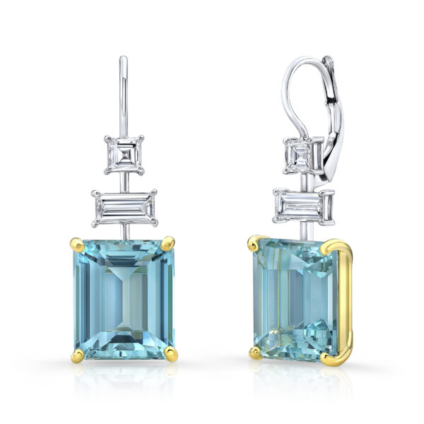 Rahaminov Diamonds Aquamarine Drop Earrings at Meridian Jewelers