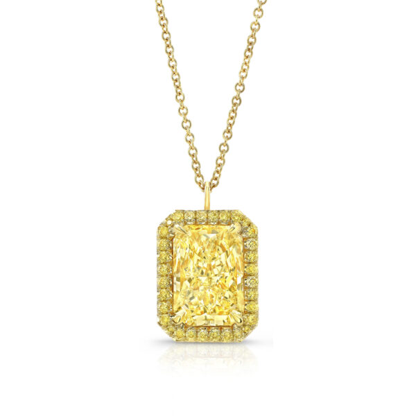 Rahaminov Diamonds Radiant Halo Necklace at Meridian Jewelers