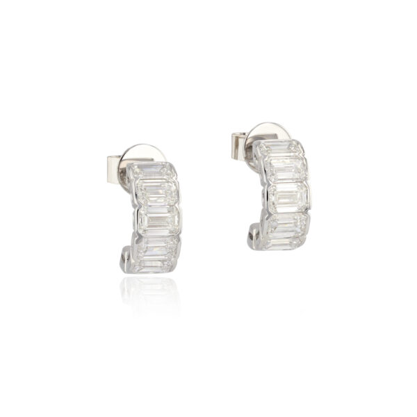 Phillips House Emerald Cut Diamond Cuddle Micro Hoop Earrings at Meridian Jewelers