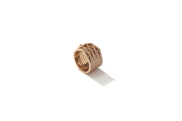 Repossi 8 Row Pink Gold Diamond Antifer Ring at Meridian Jewelers