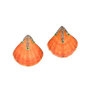 Silvia Furmanovich Diamond Orange Shell Earrings at Meridian Jewelers